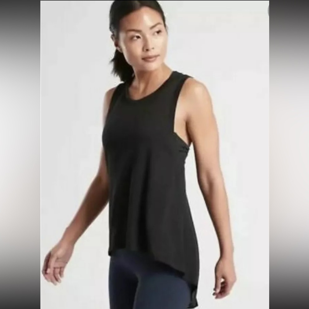 Athleta Black High Low Essence Tank Top Size Small Athletic Running